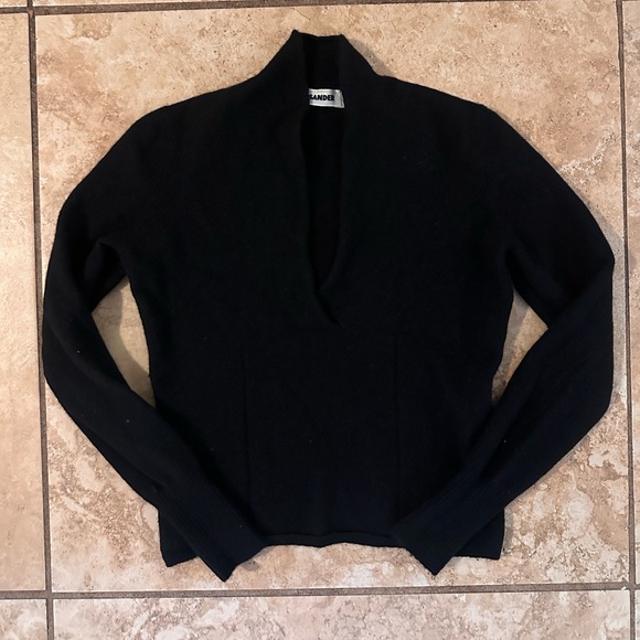 Jil Sander Sweaters - Jil Sander Black V-Neck Women's Sweater